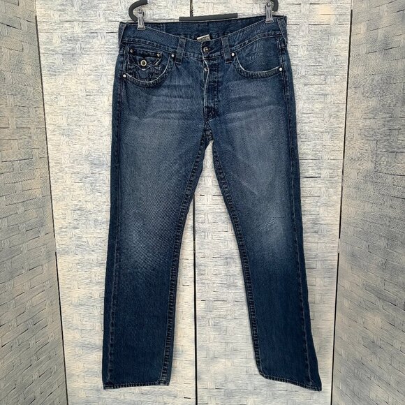 True Religion Other - TRUE RELIGION Brand Jeans Medium Wash Swarovski Crystal Slim Button Fly sz 36